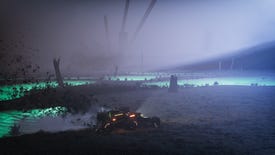 A buggy races across an alien planet in an Exo Rally Championship screenshot.