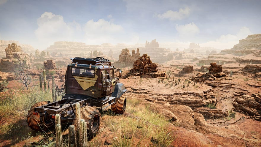 Riding dirty in an Expeditions: A MudRunner Game screenshot.