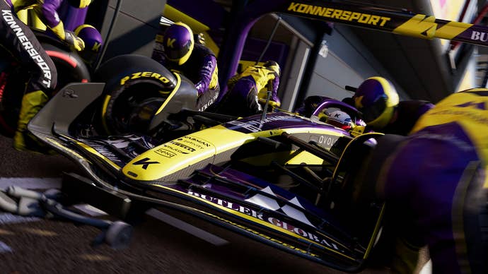 A Konnersport car during a pit halt successful F1 25.