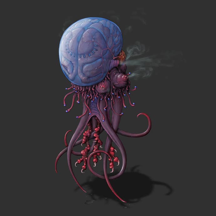 Concept art for an alien jellyfish-looking critter in Factorio’s expansion.