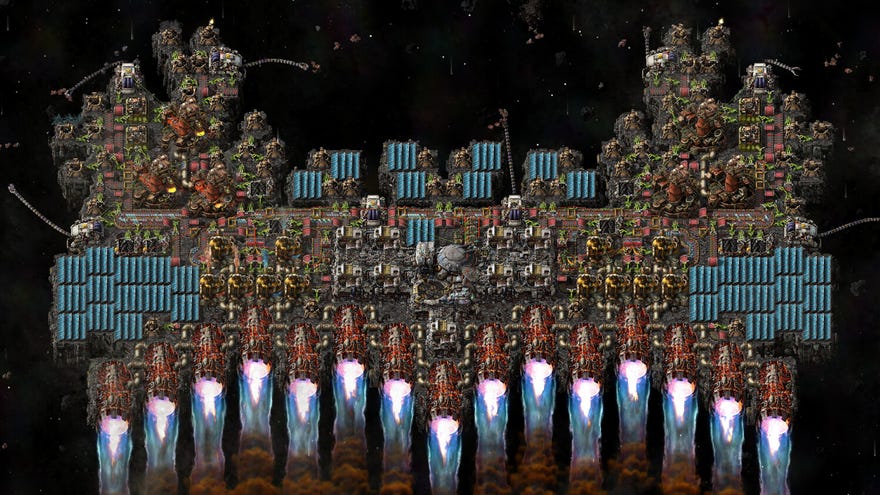 A space platform in Factorio’s Space Age expansion