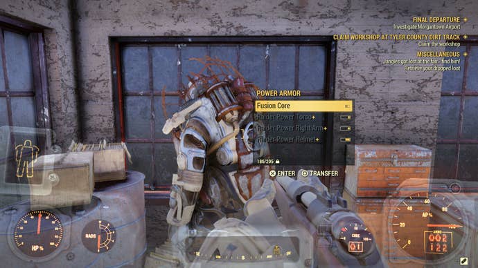 Clarksburg's powered armor location in Fallout 76.