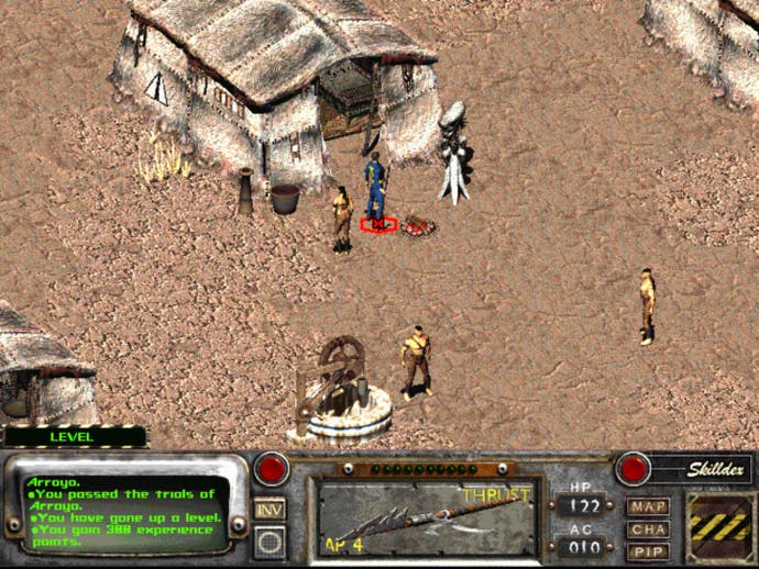 The Chosen One standing in Arroyo in Fallout 2