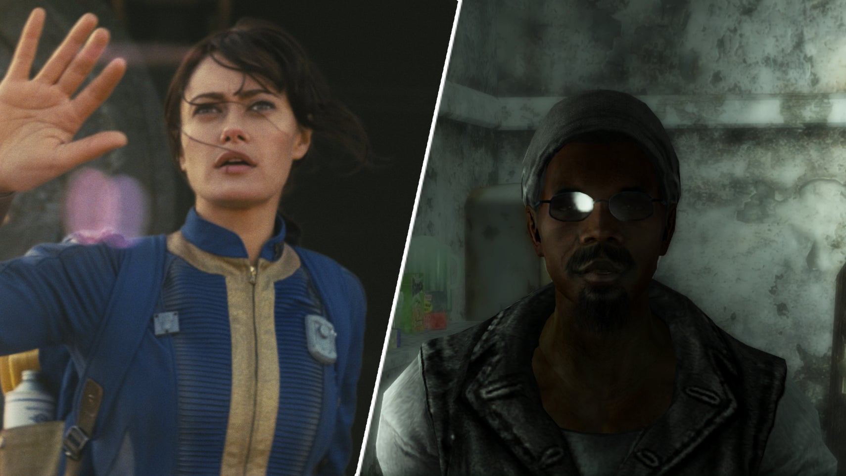 The Fallout show's Lucy and Fallout 3's Three Dog. - 1