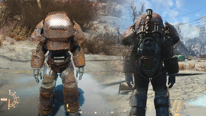 Screenshot of the Overboss Power Armor in Fallout 4.