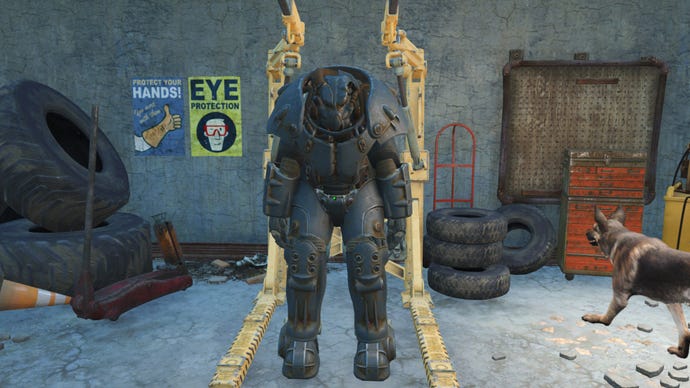 Screenshot of the X-01 Power Armor in Fallout 4.
