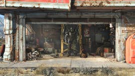 The garage from Fallout 4's main menu.
