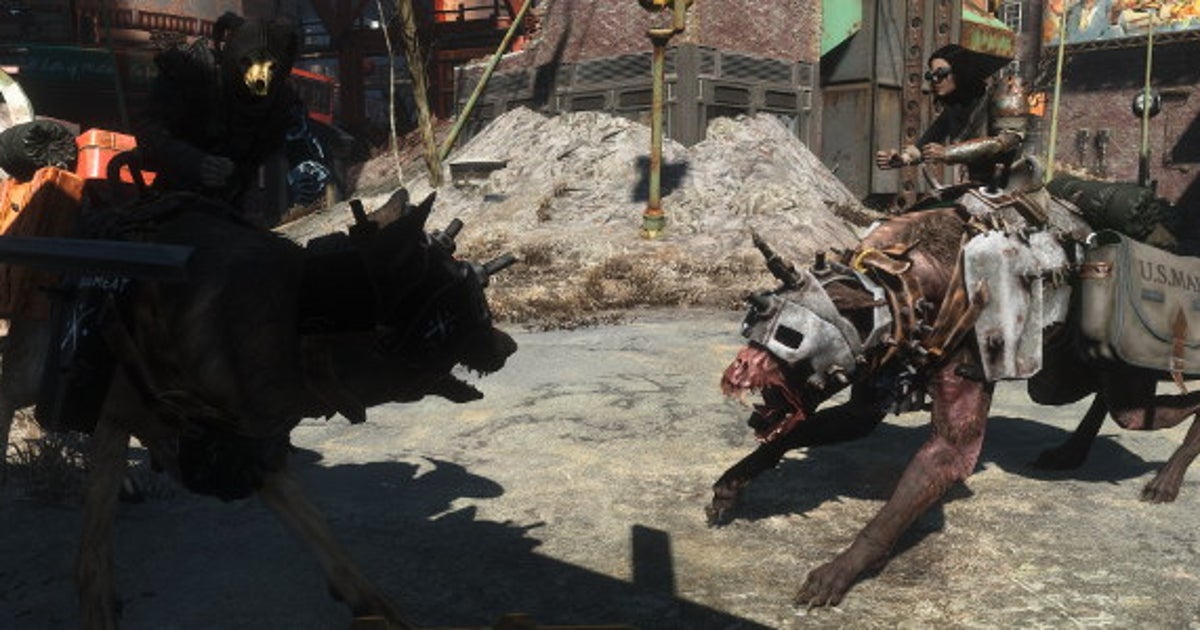 Fallout 4 Rodeo Fallout 4's Ruff Riders mod adds dog-riding raiders | Rock Paper Shotgun