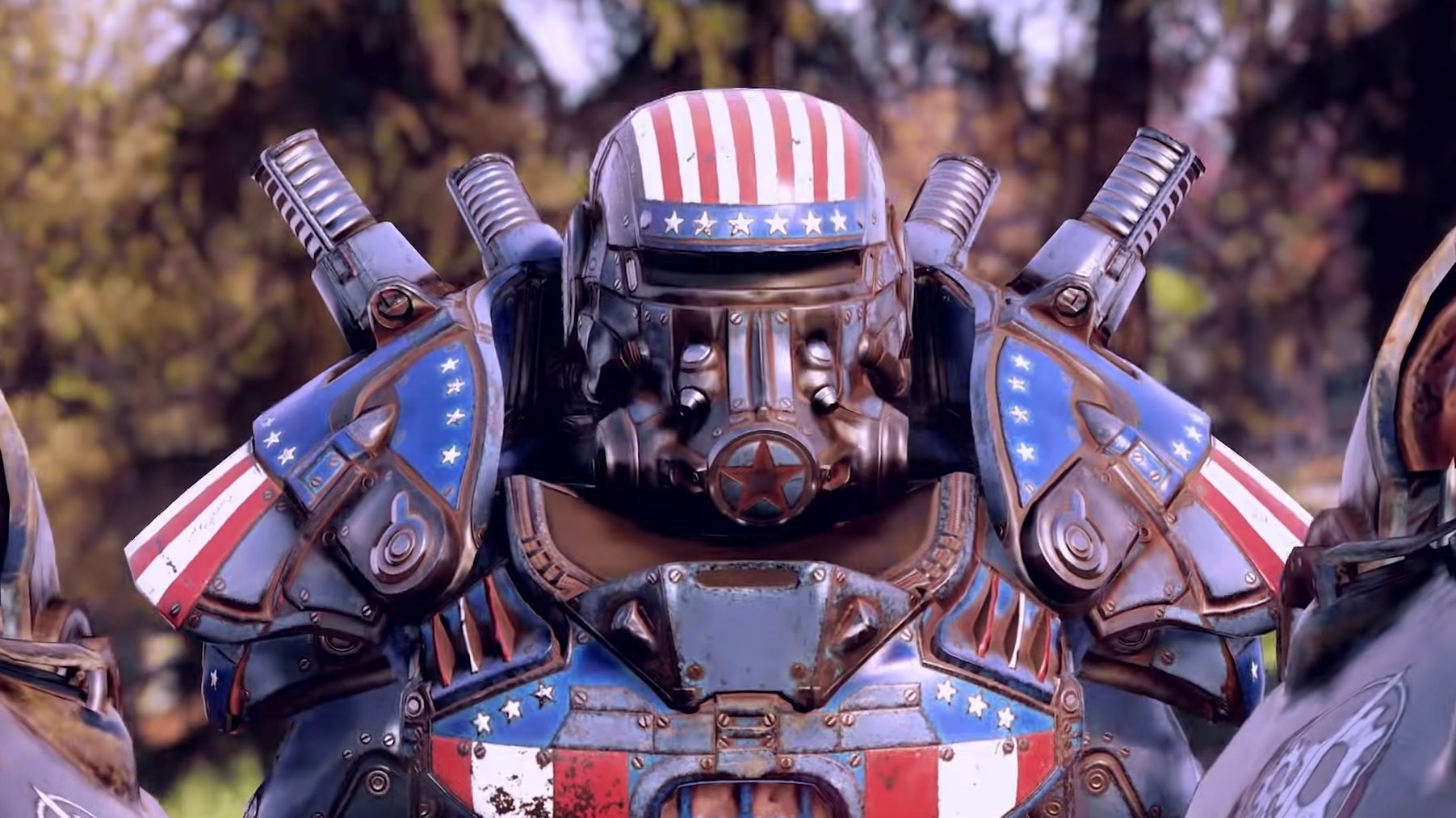 A Fallout power armour suit painted with USA colours - 3