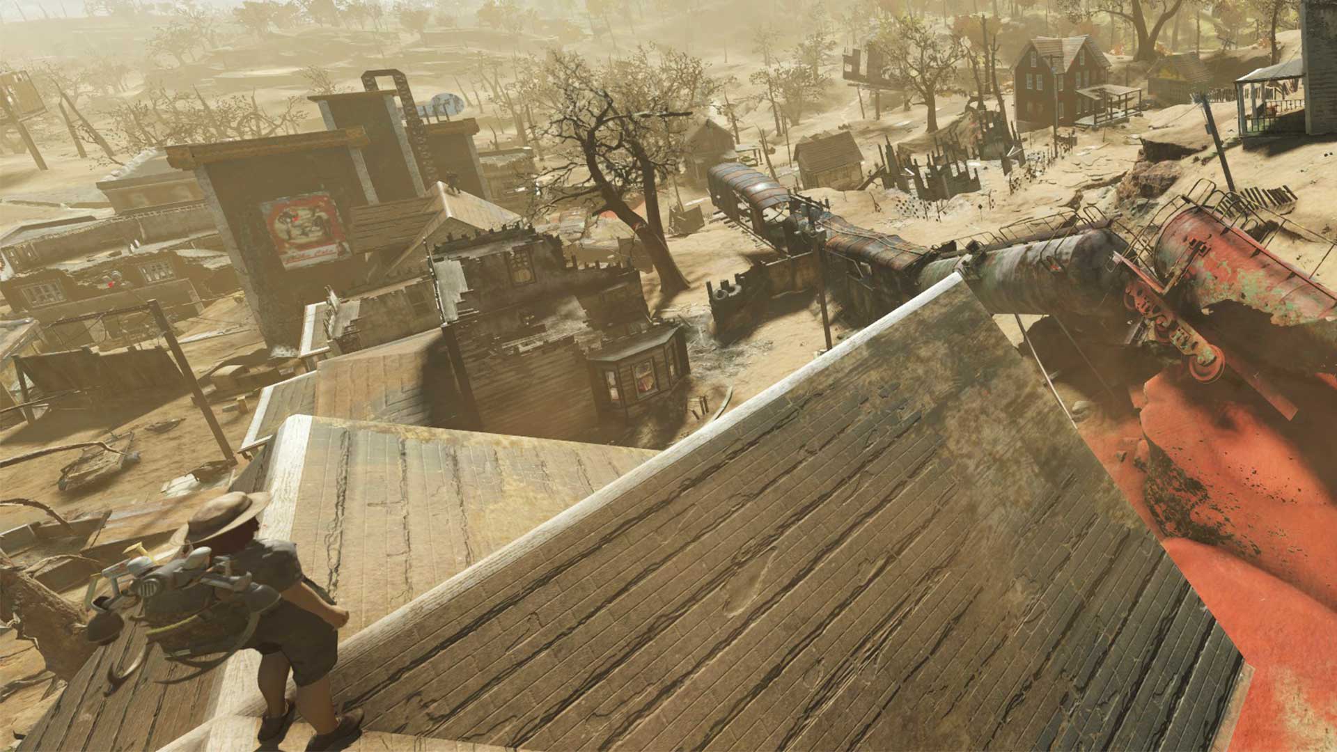 The wreckage of a derailed train in Athens, Ohio, reminiscent of the East Palestine crash in 2023