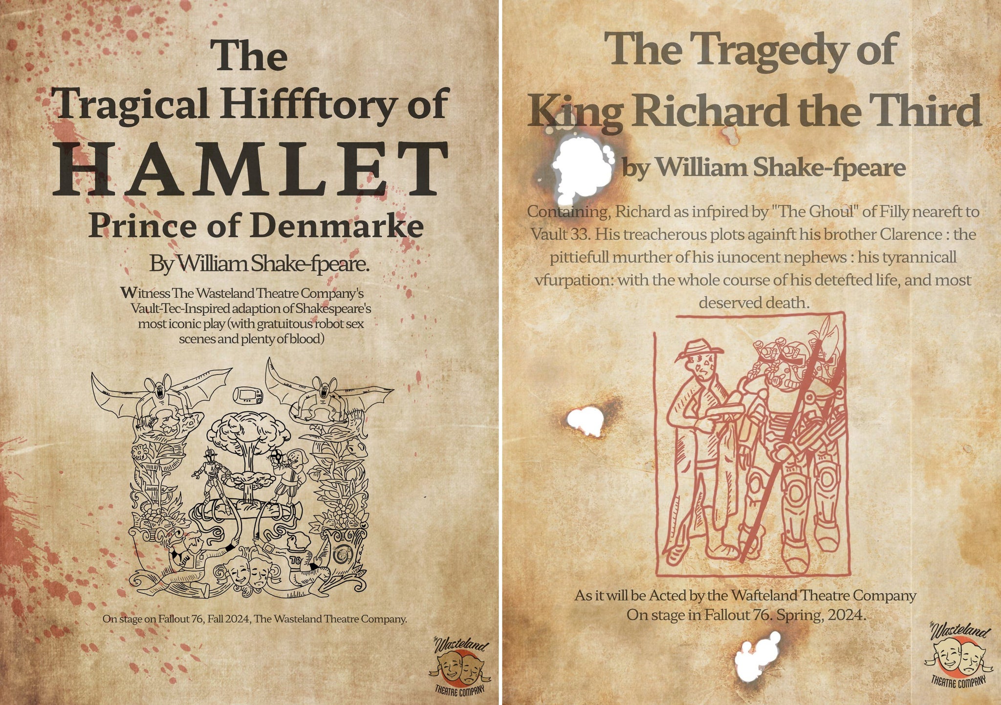 Two playbills for the Wasteland Theatre Company of Fallout 76, advertising Richard III and Hamlet - 3