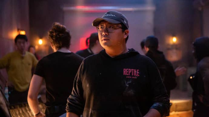 Nigel Kim on the set of Fallout: Deadweight.