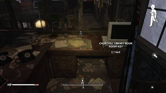 The keys used to unlock the Right Wing of Churchill Library on a desk in Fallout: London.