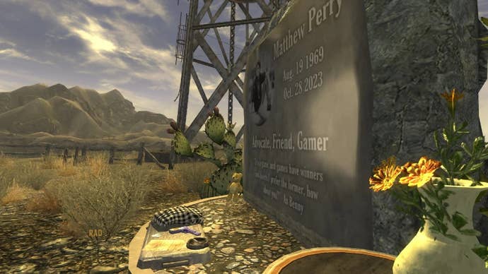The Matthew Perry memorial in Fallout New Vegas.