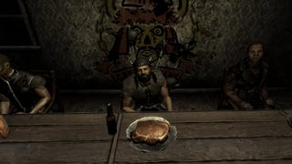 Papa Khan having lunch in Fallout New Vegas.