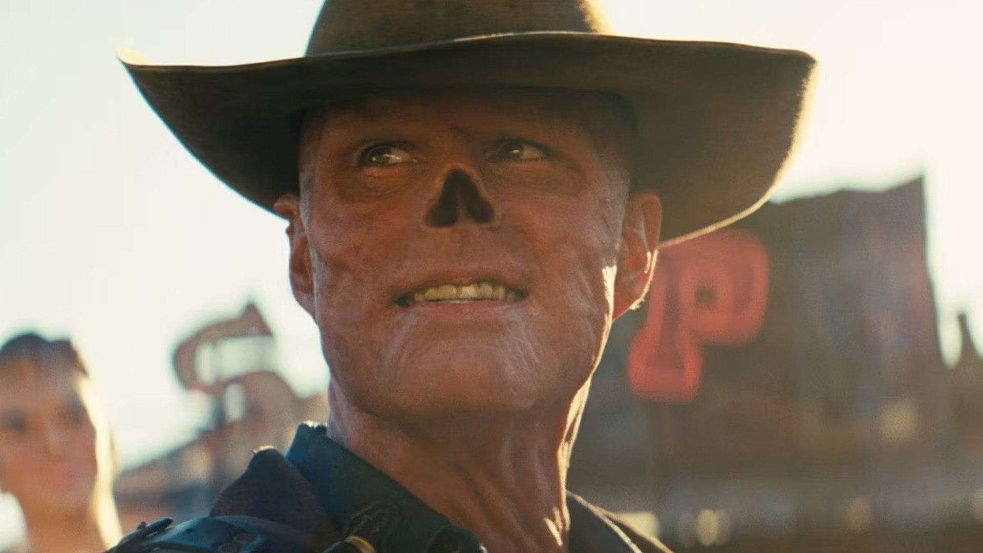 A close-up of The Ghoul smirking in Amazon's Fallout. - 2