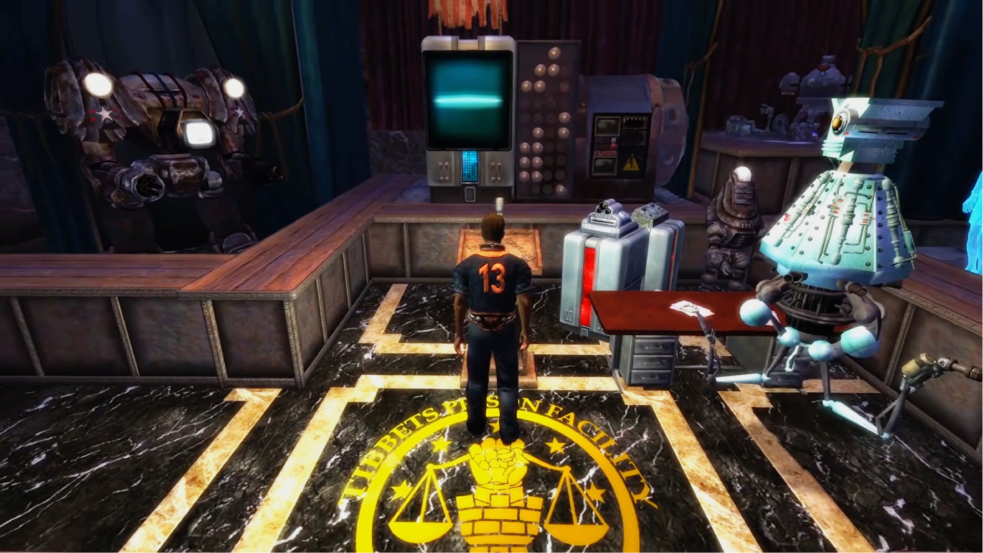 A player talking to some robots in Fallout: The New West's second demo.