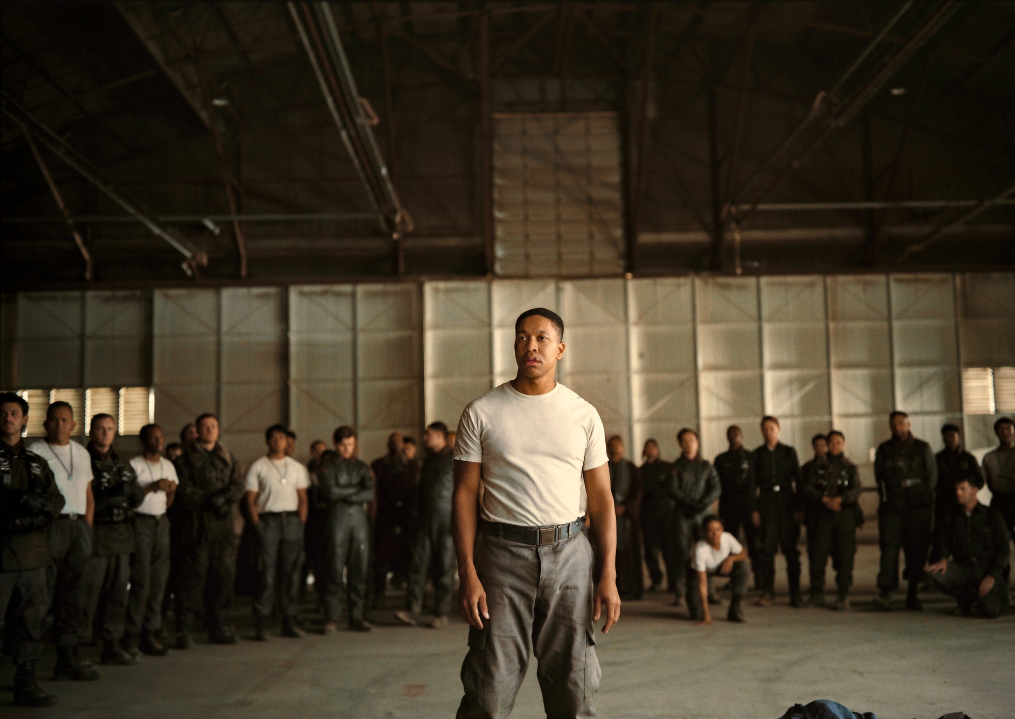 Maximus surrounded by Brotherhood of Steel members in The Fallout TV Show season 2.