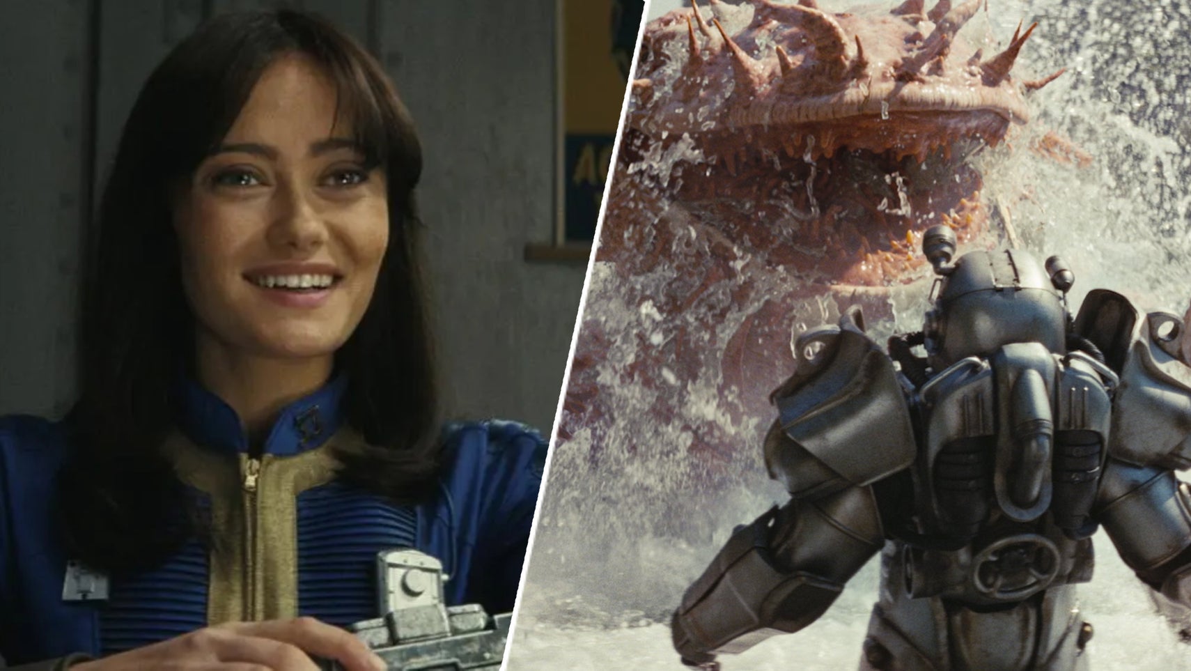 Lucy in the Fallout TV Show opposite a gulper ambushing a power-armoured trooper. - 1
