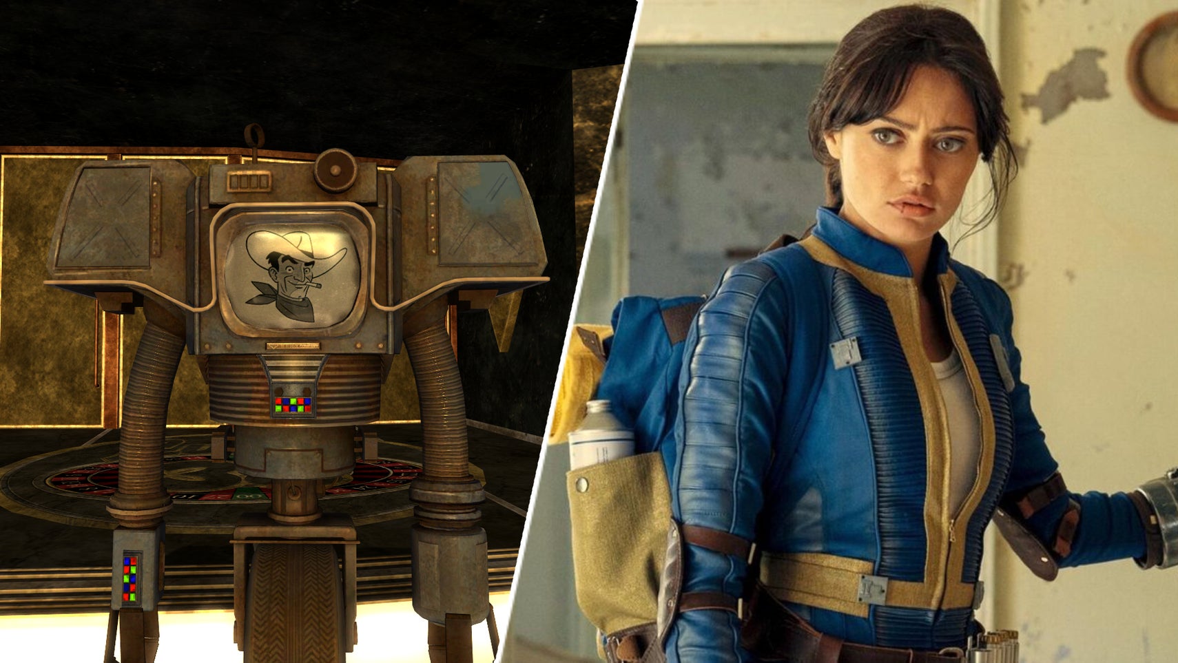 Lucy in the Fallout TV Show, opposite Victor outside the Lucky 38 in Fallout New Vegas. - 1