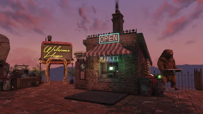 A cafe/diner someone has built in Fallout 76.