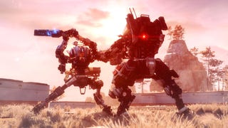 two mechs battling it out on a sunny plain in Titanfall 2