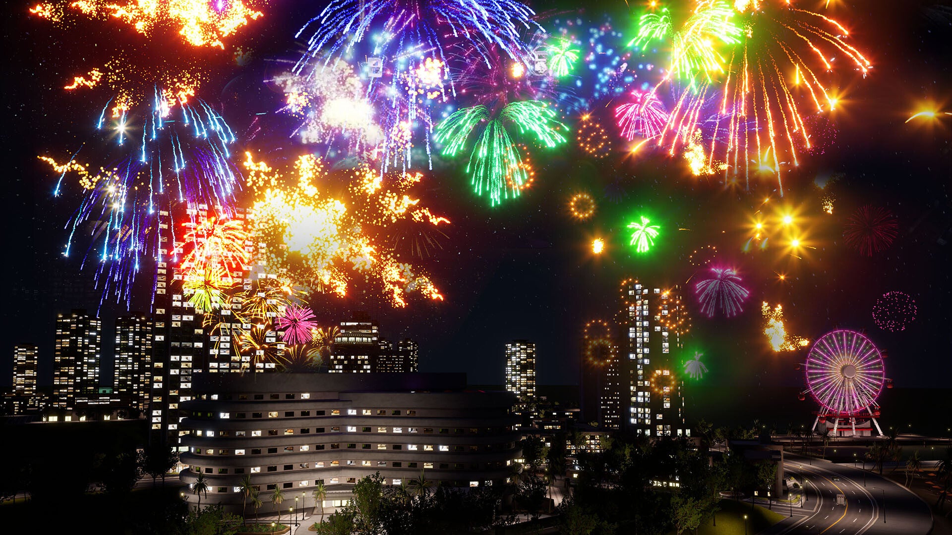 Fantavision screenshot of fireworks