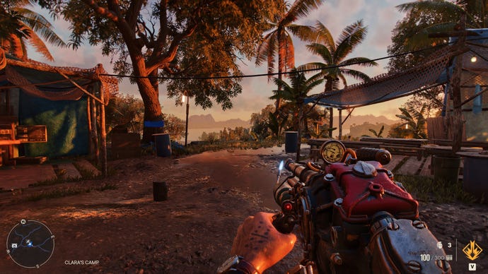 Dani stands in a hillside settlement in Far Cry 6.