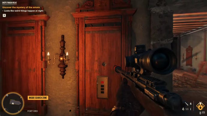 A screenshot of a switch hidden behind a broken mirror in Far Cry 6.