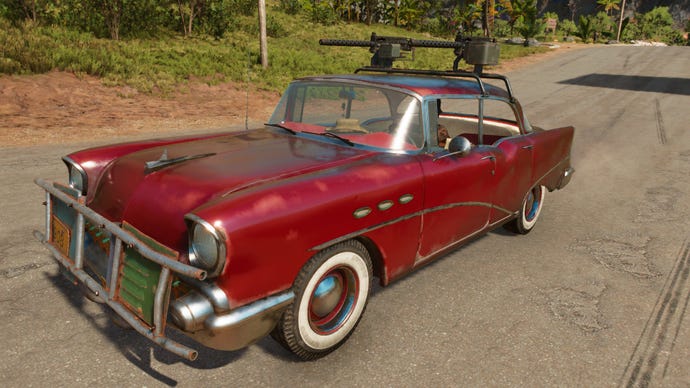 A screenshot of Juan’s 1956 Beaumont Valentina Ride in Far Cry 6.
