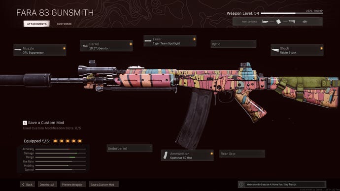 A sniper support build for the FARA 83 in Call of Duty: Warzone