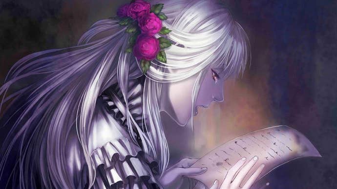 A still from The House In Fata Morgana showing a young woman reading a letter, crying