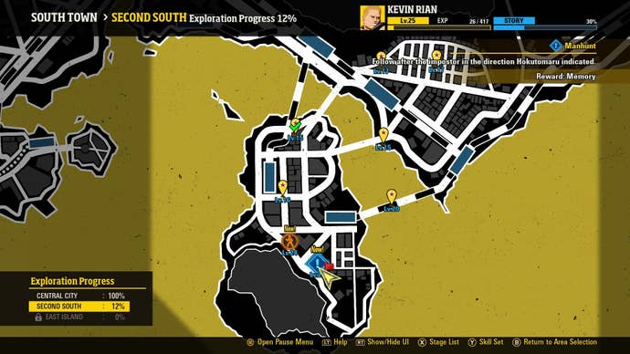 A map from the game Fatal Fury: City of the Wolves showing the southtown area.