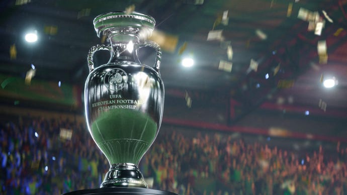 The UEFA trophy in EA Sports FC 24