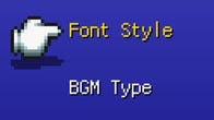 A big white hand points to Font Style in the updated Final Fantasy Pixel Remaster configuration menu
