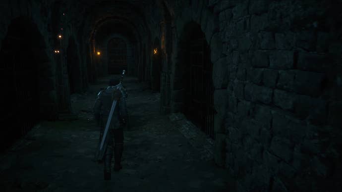 Clive explores a castle dungeon in Final Fantasy 16