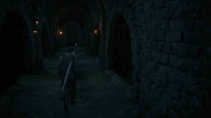 Clive explores a castle dungeon in Final Fantasy 16