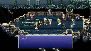 The cast of Final Fantasy 6 gather on the deck of an airship in the Final Fantasy 6 Pixel Remaster