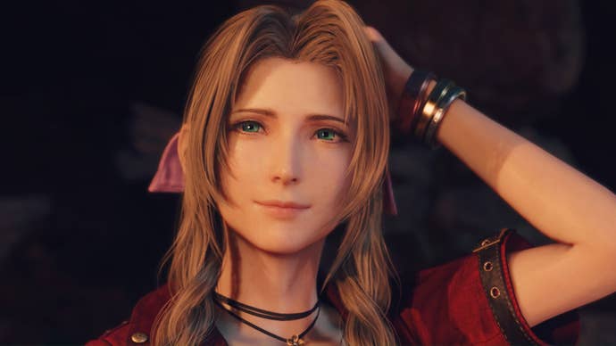 ff7 rebirth aerith rubbing her head