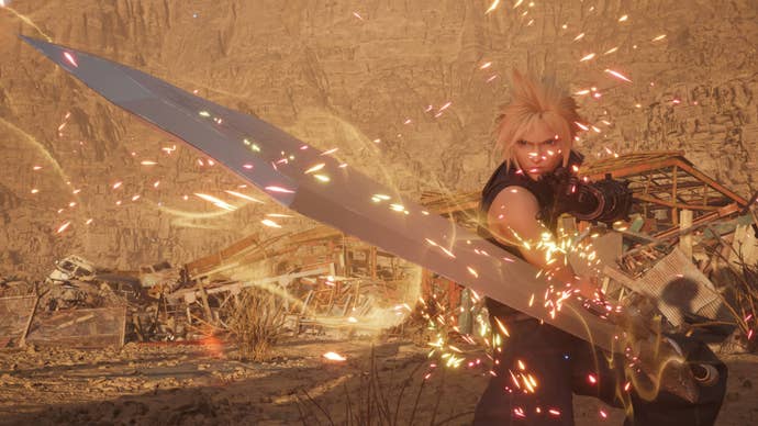 ff7 rebirth cloud limit break pose sleek sword in corel