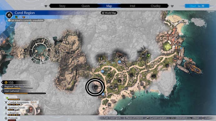 ff7 rebirth corel summon crystal map location part one