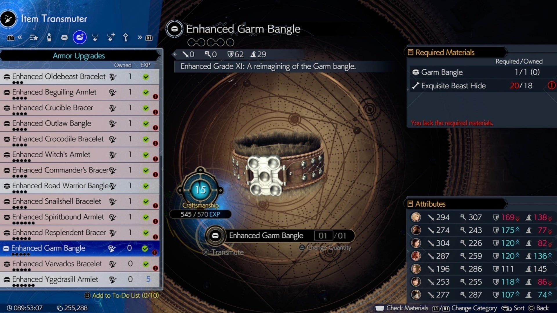 ff7 rebirth enhanced garm bangle crafting menu