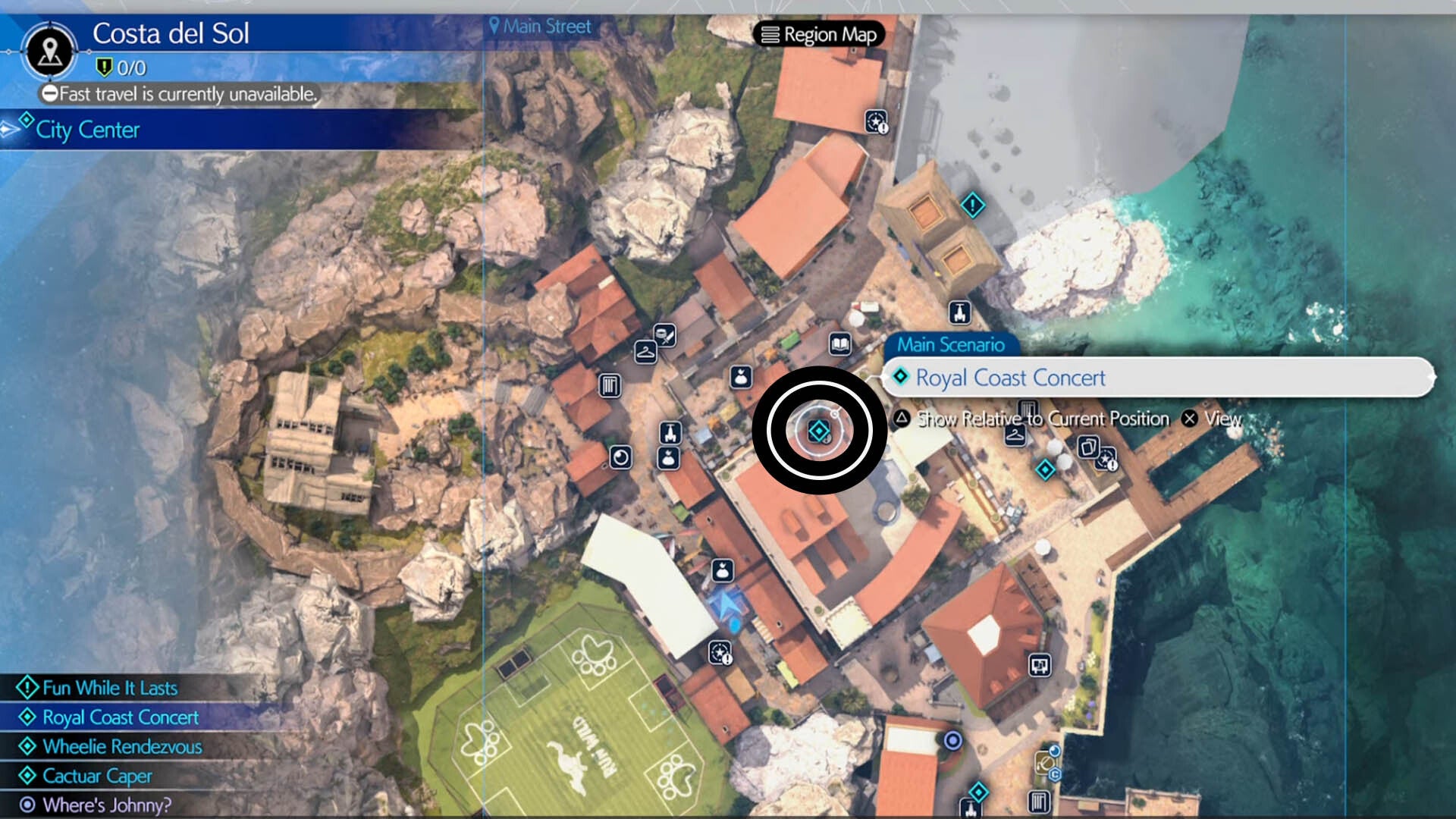 ff7 rebirth girls de amor royal coast concert map location