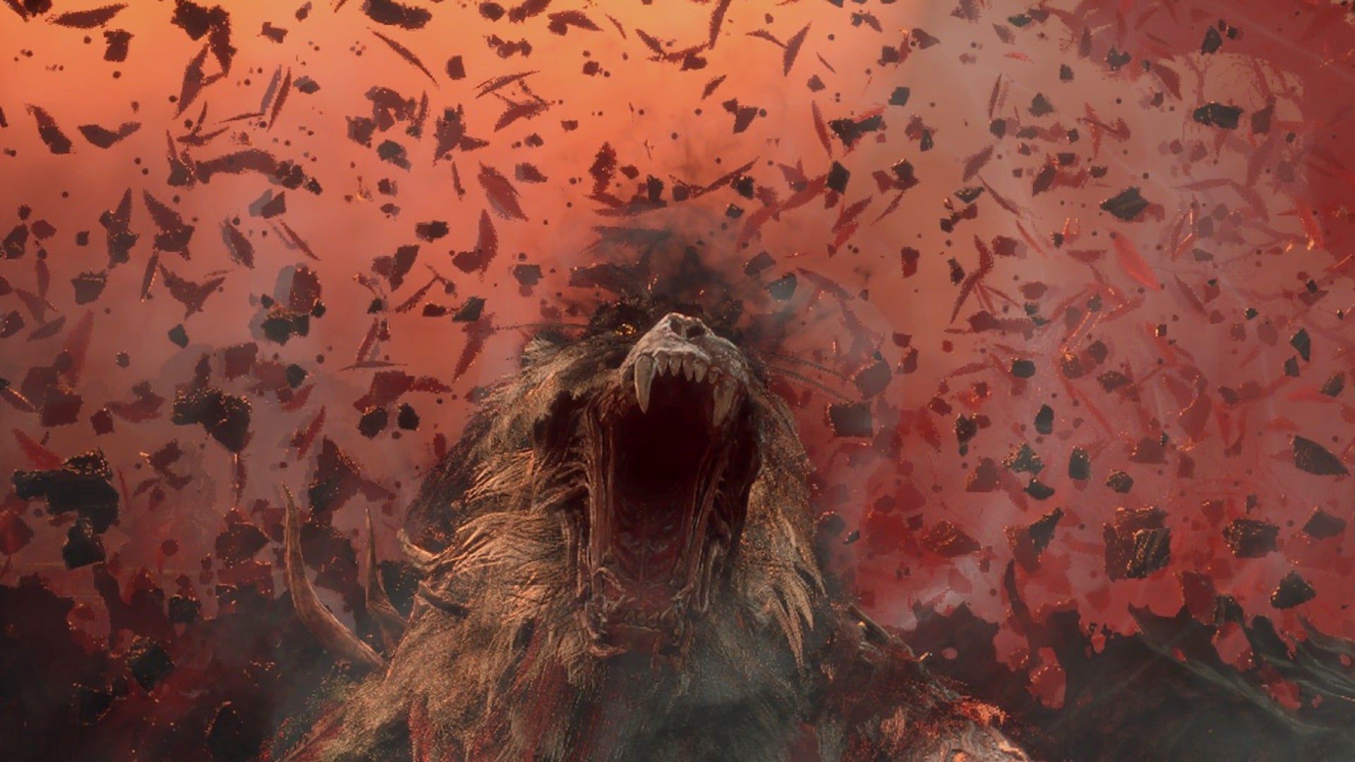 The Fierce Tiger boss in Wuchang Fallen Feathers lets out a mighty roar as particles of red explode behind him. - 1