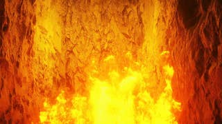 Bright yellow flames roaring up through a cavernous chamber. I bet it's hot there.