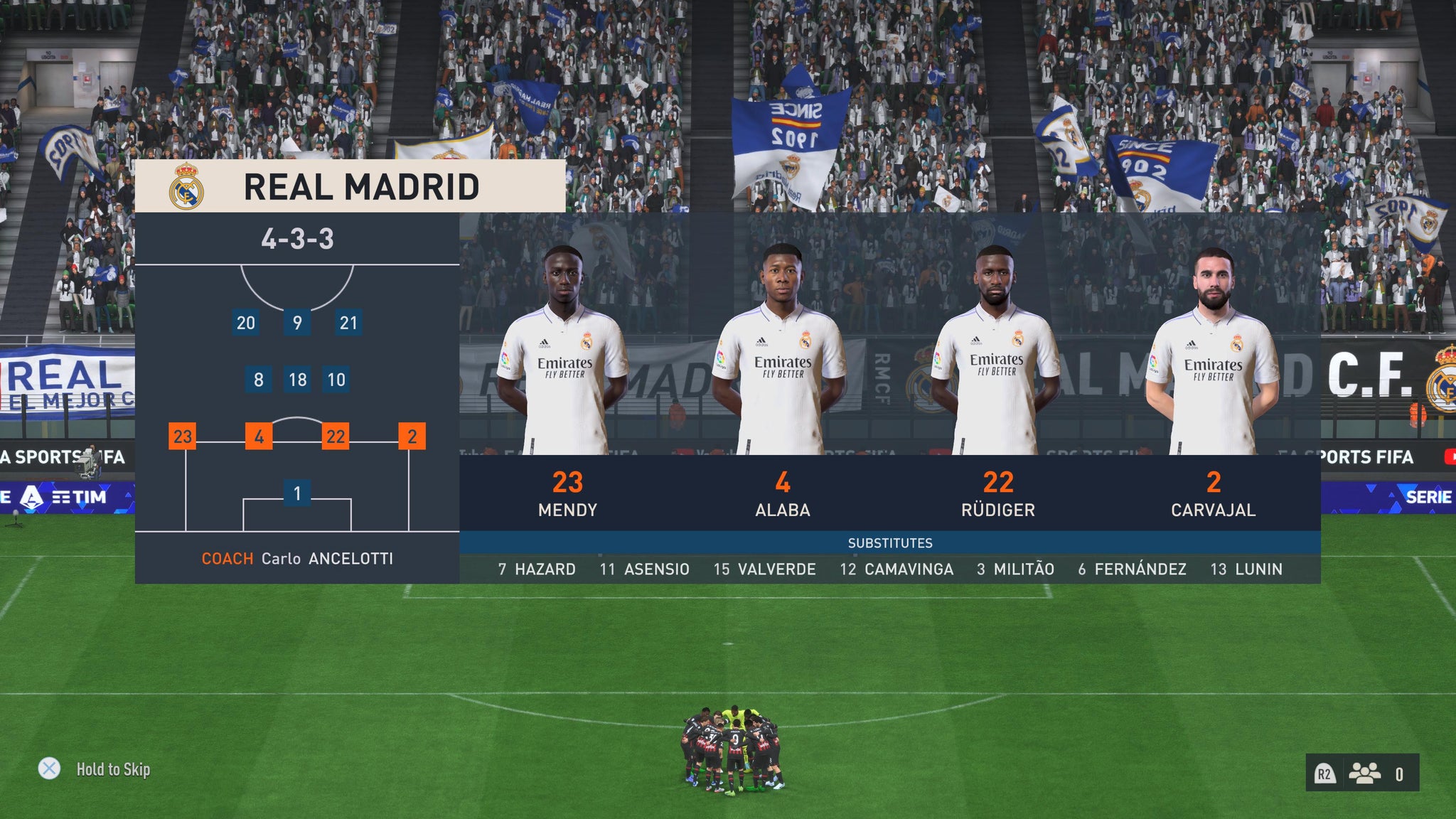 A TV graphic of the Real Madrid back four in FIFA 23 - 5