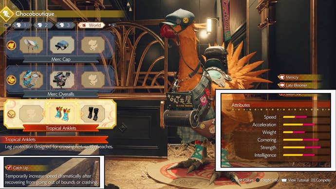 final fantasy 7 rebirth chocobo racing chocobo gear attributes and stats