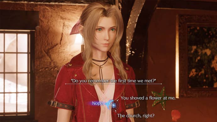 final fantasy 7 rebirth cloud conversation options with aerith in junon
