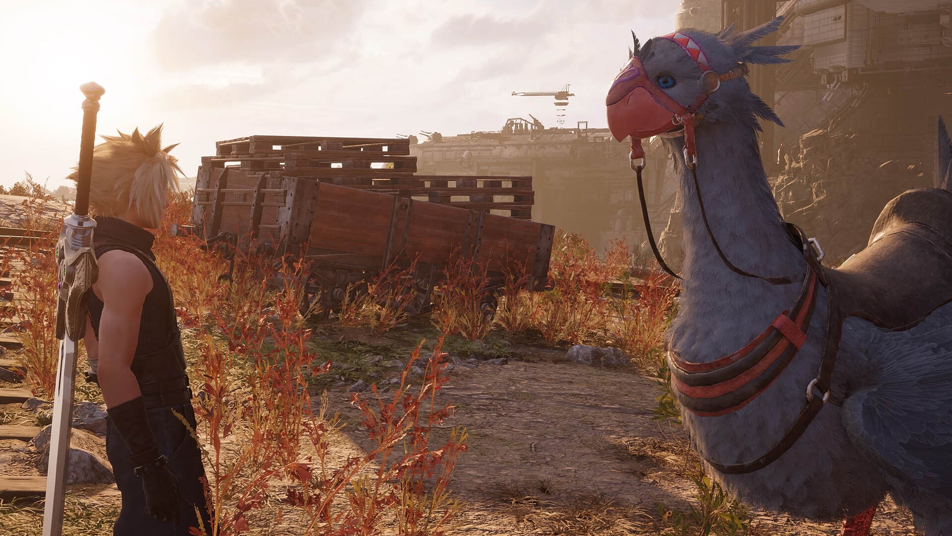 final fantasy 7 rebirth cloud facing junon chocobo belle