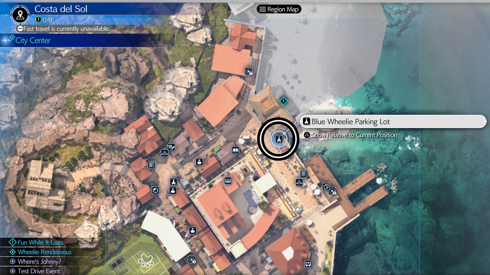 final fantasy 7 rebirth costa del sol blue wheelie parking lot map location